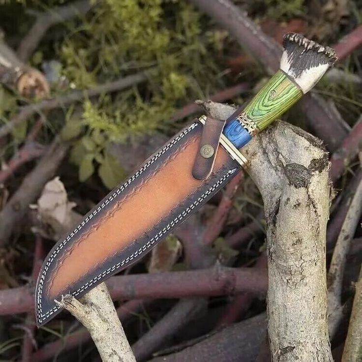 Mastercrafted Hunting Bowie Knife: D2 Steel Blade, Exotic Wood & Antler Handle - Korvel