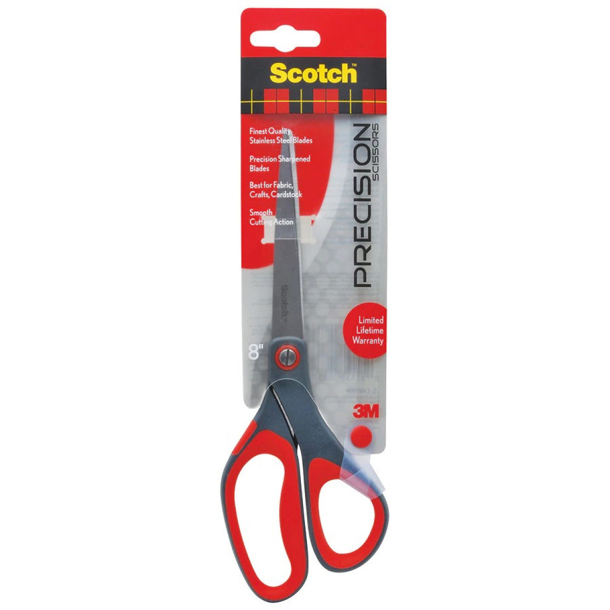 Scotch Precision Scissors - 8" Long with Gray/Red Handle
