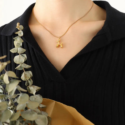 18K Gold-Plated Titanium Steel Puppy Pendant Necklace