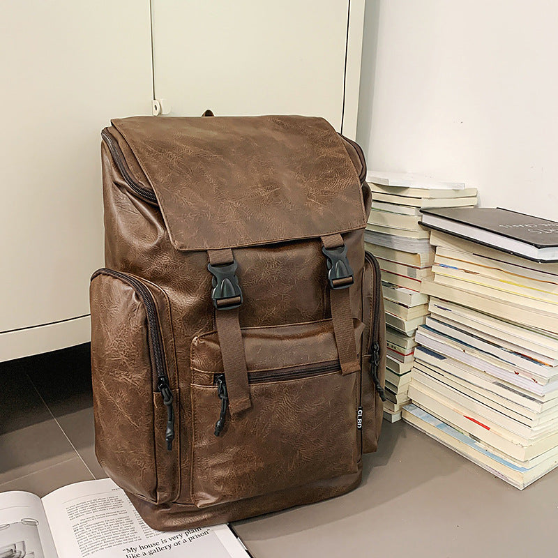 Retro Leather Laptop Backpack for Men and Women