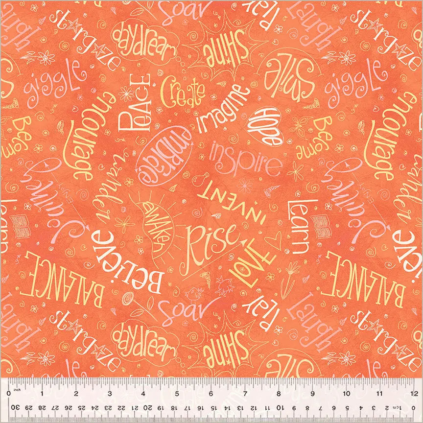 Orange Noteworthy Aspirations Cotton Fabric - 44"/45" Per Yard