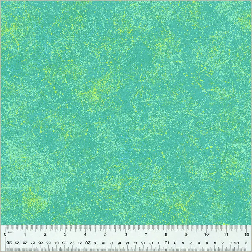 Green Aqua Noteworthy Splatter Cotton Fabric - 44"/45" Per Yard