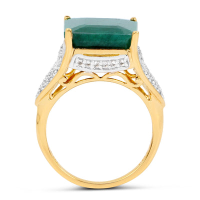 8.70 Carat Dyed Emerald & White Topaz Sterling Silver Ring