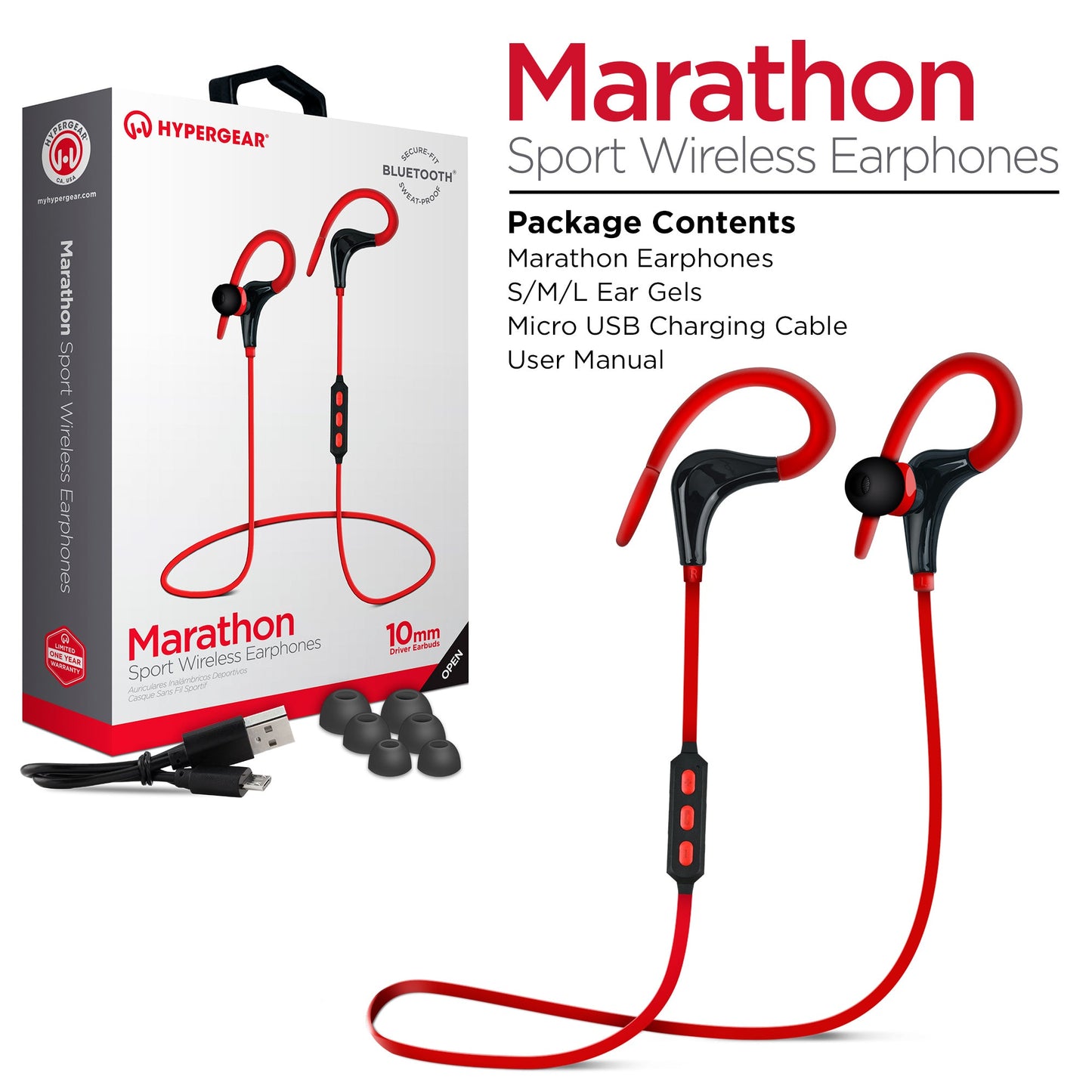Écouteurs sans fil Bluetooth HyperGear Marathon Sport