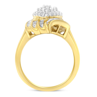 Bague cocktail en diamant plaquée or jaune 10K en argent sterling - Taille 6