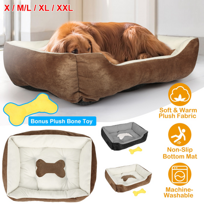 GBruno Premium Plush Dog Bed with Bonus Toy