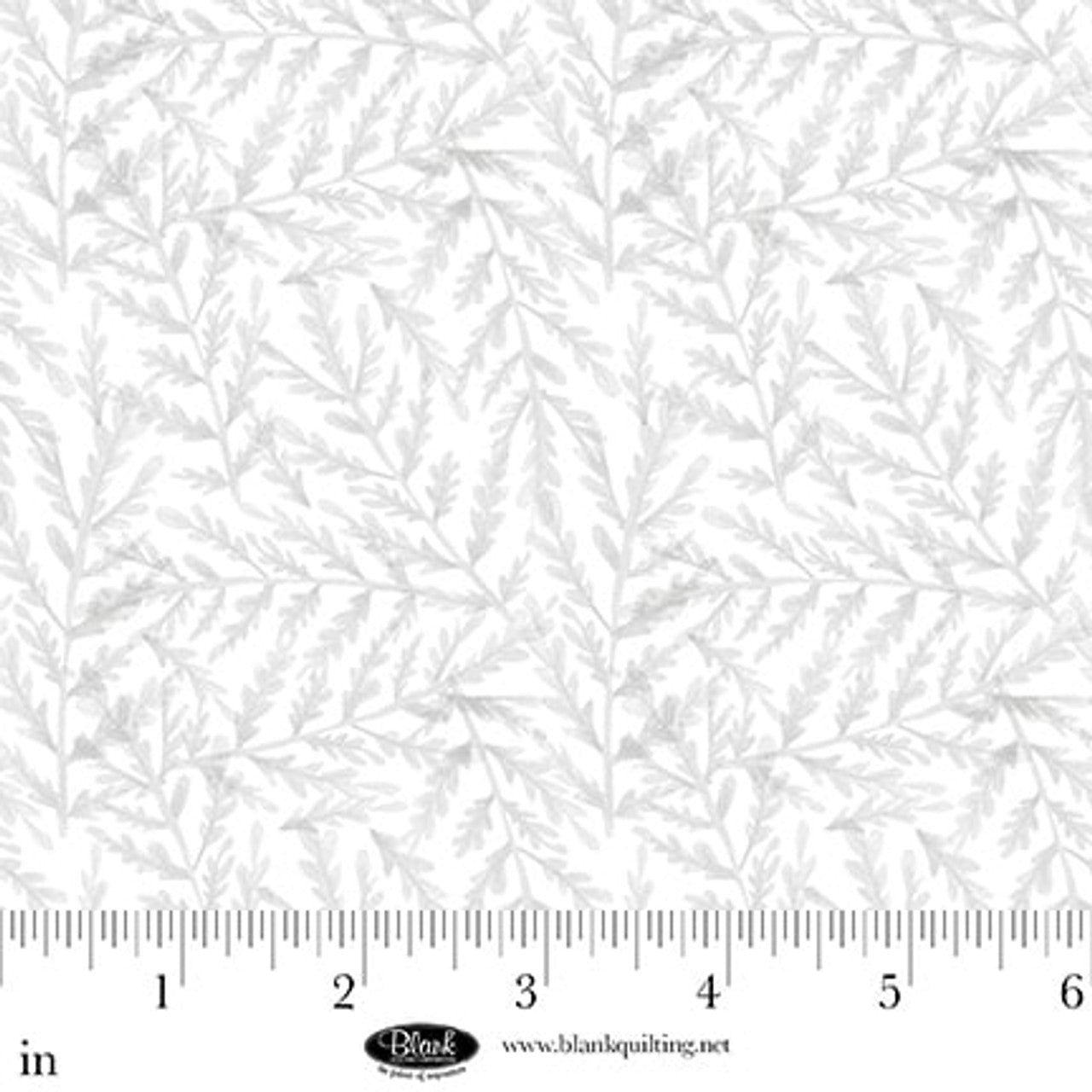 White Tiny Branches Petals & Pewter Cotton Fabric - 44"/45" Per Yard