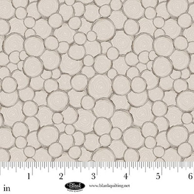 Med. Gray Tree Trunk Geo Petals & Pewter Cotton Fabric Per Yard