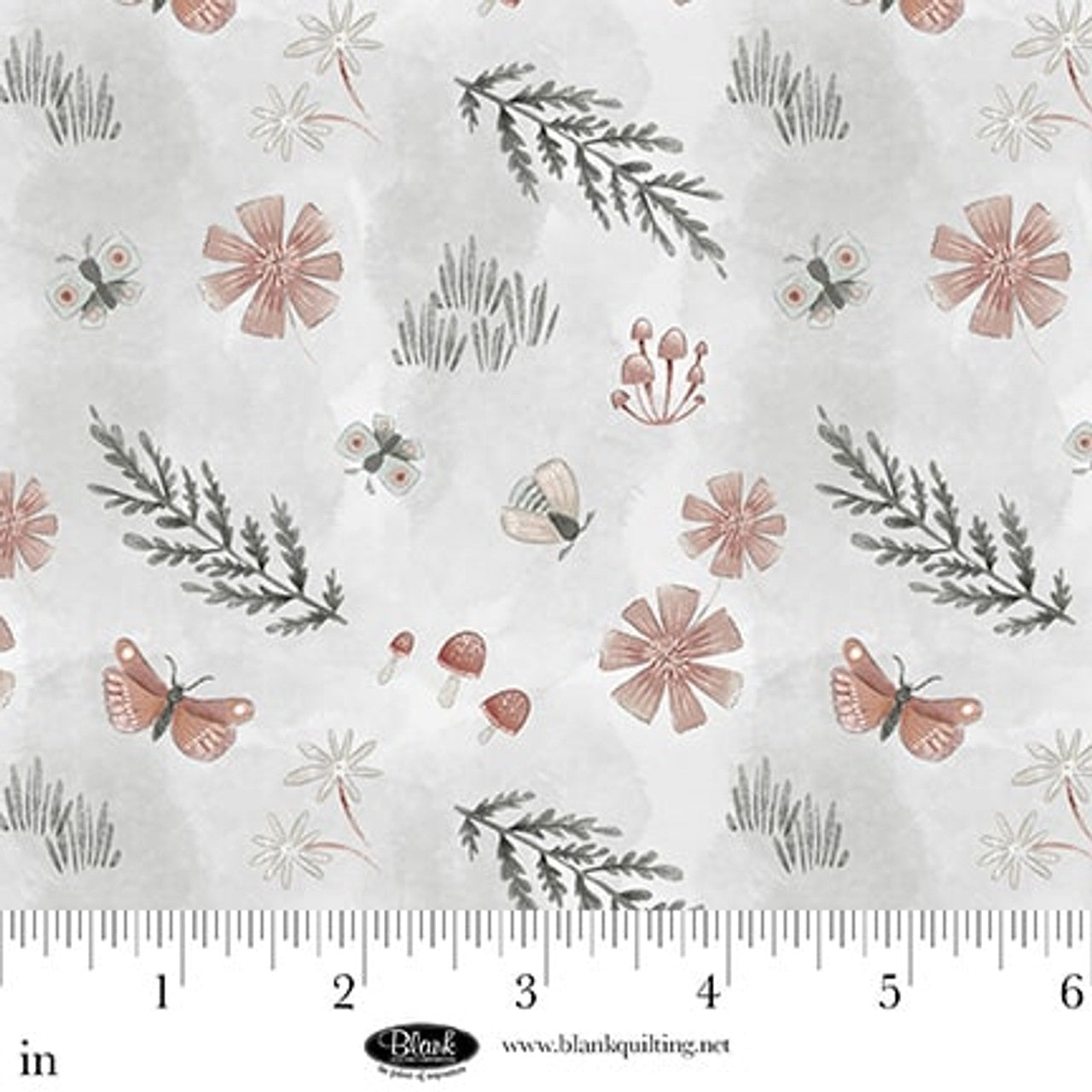 Tissu en coton motifs de brume avec pétales et pewter - 44"/45" par yard