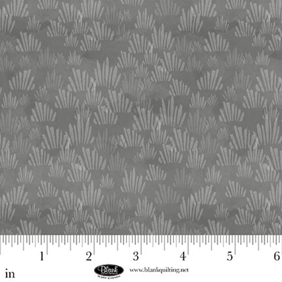 Grey Grass Texture Petals & Pewter Cotton Fabric 44"/45" Per Yard
