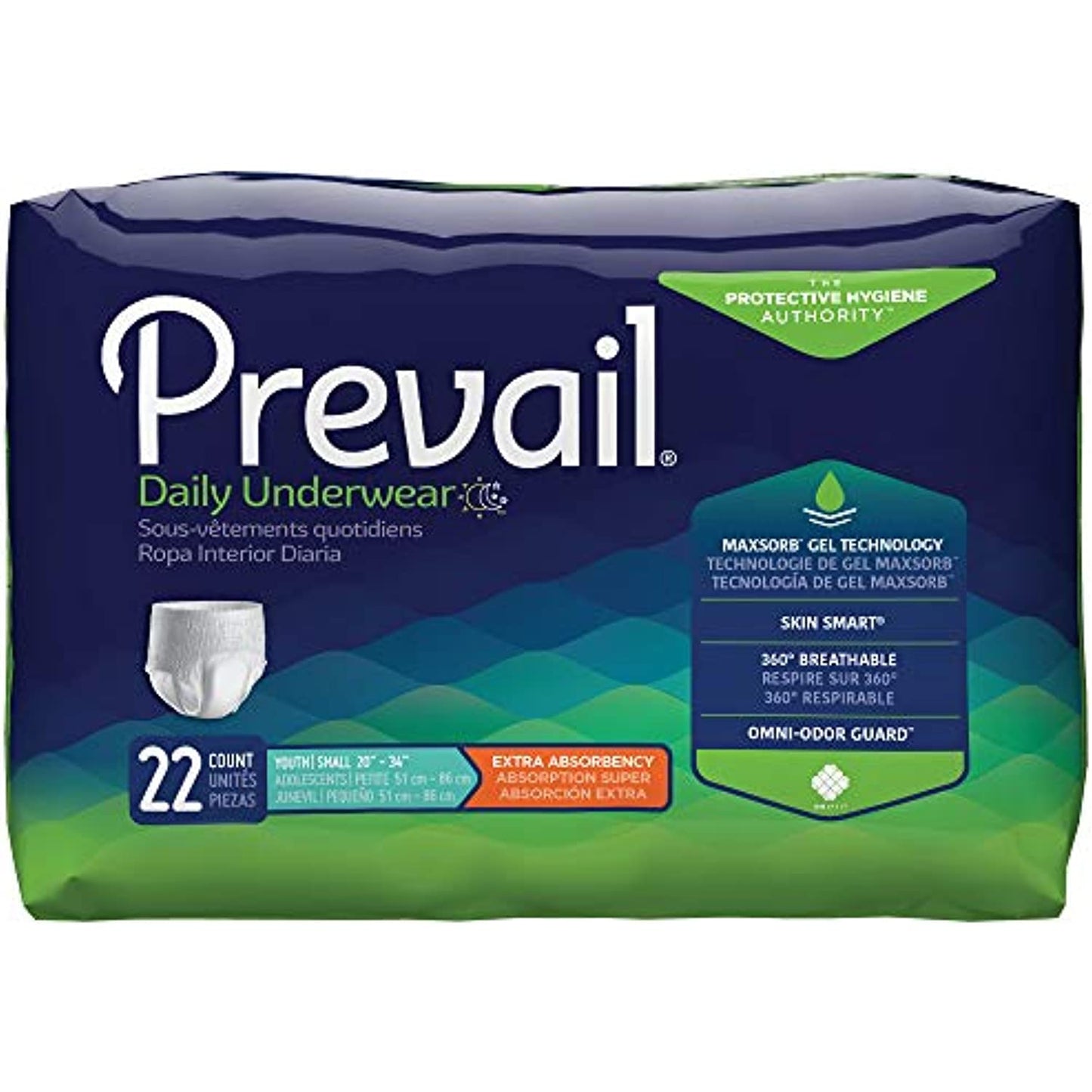 Prevail® First Quality Youth Absorbent Underwear – Taille Petite (22 Compte)