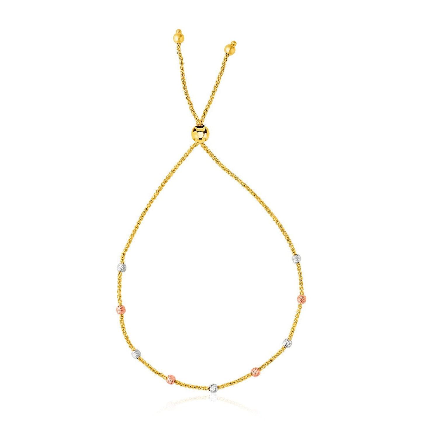 Bracelet Lariat en Or Texturé 14k Tri-Color