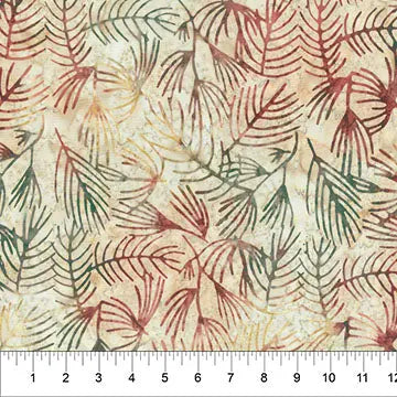 Tissu en coton changements de saisons rouge et vert - 44"/45" par yard