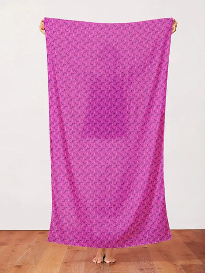 Pink On Pink Otter Romp Fan Leaves Cotton Fabric - 44"/45" Per Yard