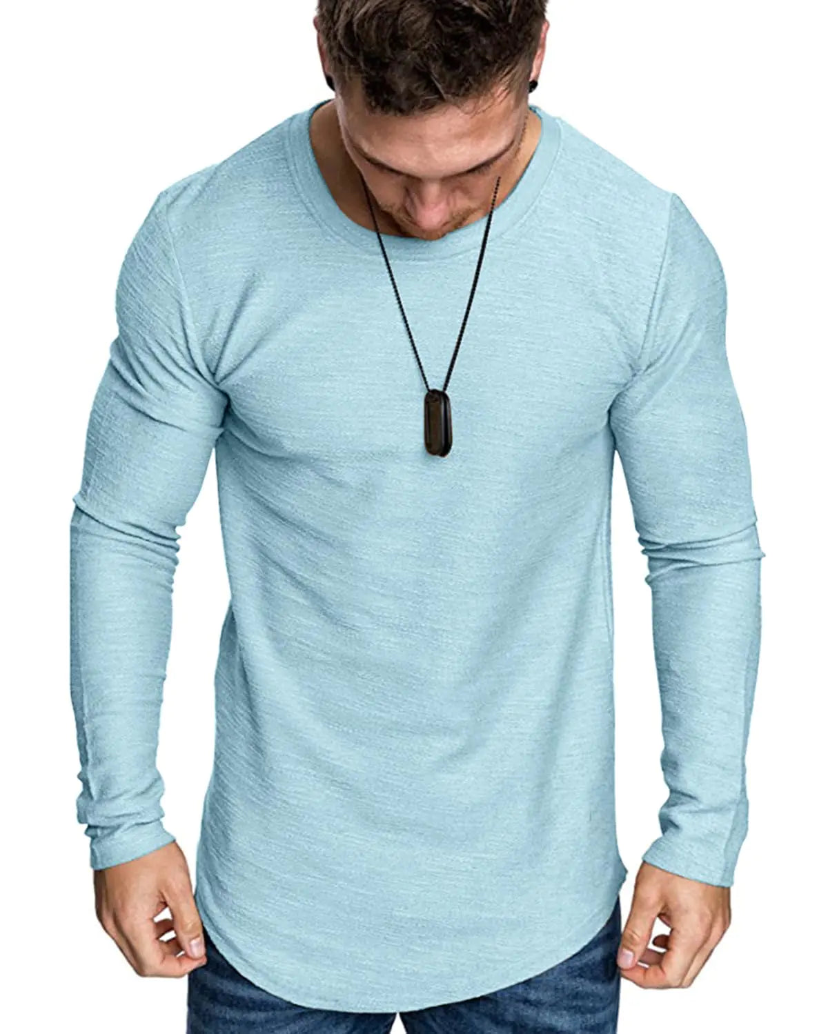 Sky Blue Athletic T-Shirt for Men - Premium Cotton Gym Wear
