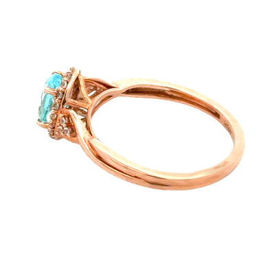 Bague en aigue-marine et saphir créée en or rose 10KT