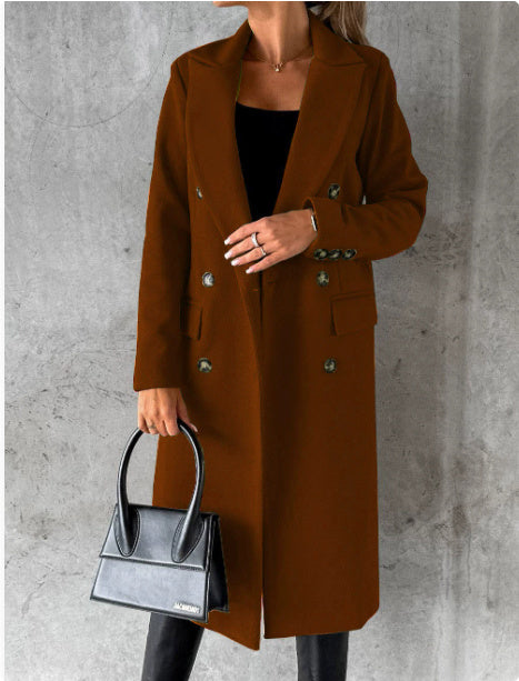 Elegant Long Sleeve Double Breasted Overcoat