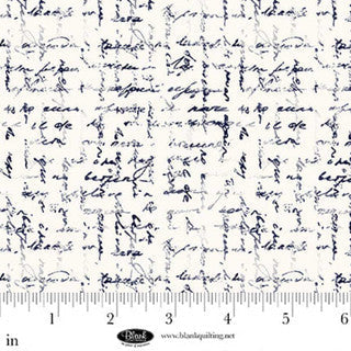 Cameo Appearance Abstract Script White Cotton Fabric - 44"/45" Per Yard