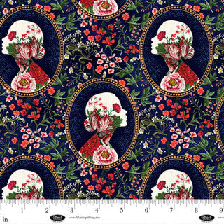 Tela de Algodón Navy Cameo Appearance - 44"/45" por Yarda