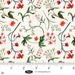 Tela de Algodón Ivory con Flores Silvestres Cameo - 44"/45" por Yarda