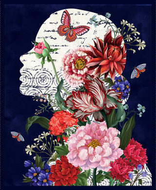 Cameo Appearance Navy Fabric Panel - 36"