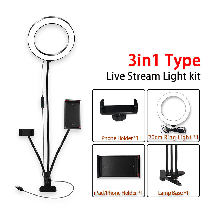 8-Inch Dimmable LED Ring Light Kit for Makeup and Streaming