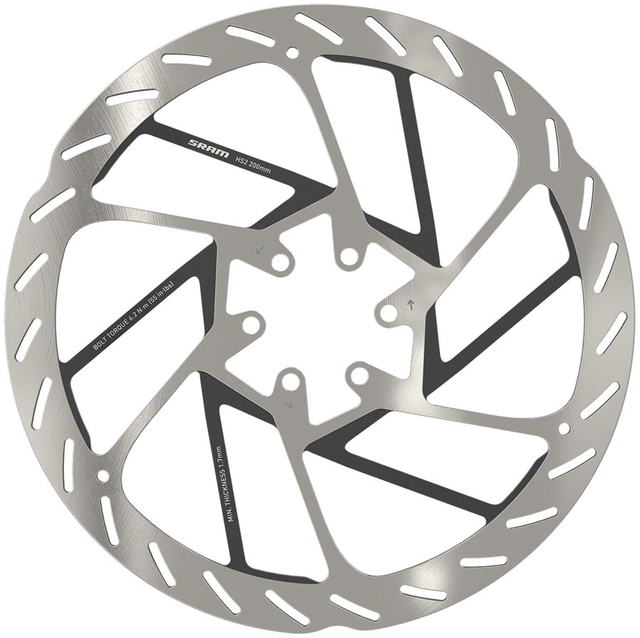 Rotor de frein à disque SRAM HS2 - 200 mm 6-Bolt Argent/Noir