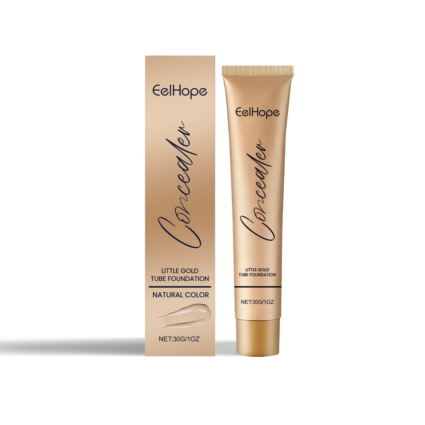Small Gold Tube Foundation Concealer, Natural Lightweight Skin Concealer Not Easy To Remove Makeup Moisturizing Liquid Foundation - Korvel