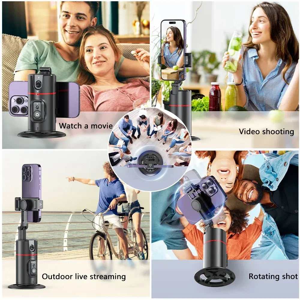 360 Auto Face Tracking Gimbal Auto Tracking Phone Holder Smart Selfie Gimbal Stabilizer with Gesture Control - Korvel