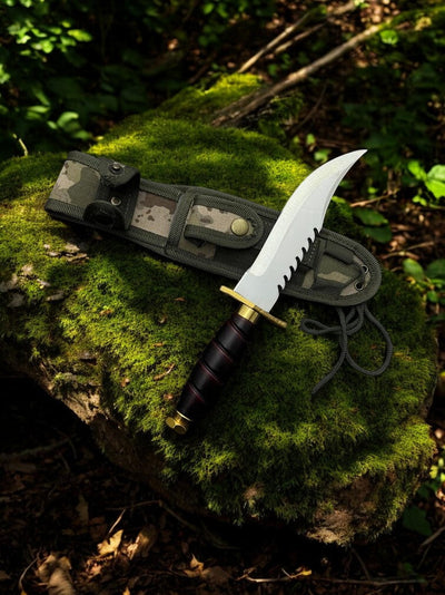 The Revenant’s Fang Artisan Bowie Knife – 8" D2 Steel Blade with Brass & Horn Handle - Korvel