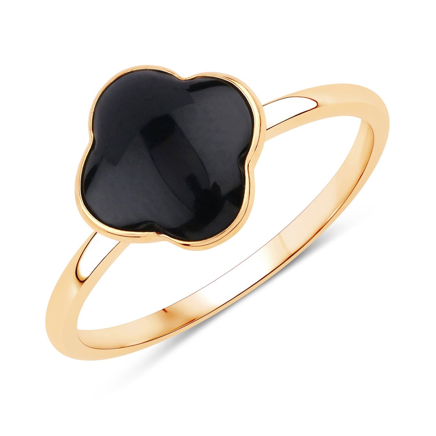 Anillo de Ónix Negro Genuino de 1.00 Quilate en Oro Amarillo de 14K