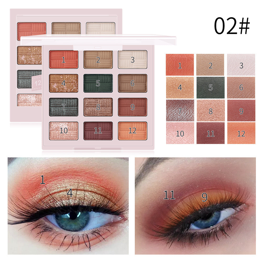 Romantic Beauty 12 Color Eye Shadow Multi Color Eye Brightening Lasting Modification Waterproof Pearl Eye Shadow Plate - Korvel