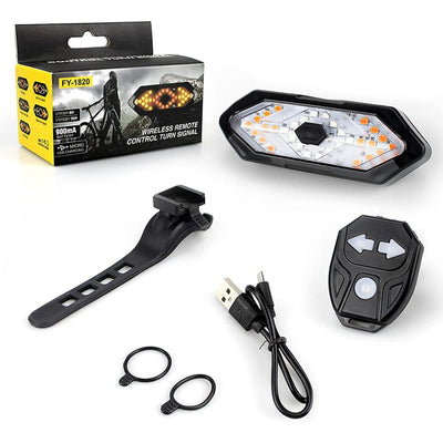 Bike Turn Signal Light Remote Control Bicycle Direction Indicator MTB LED Rear Rechargeable Steering Taillight with Horn - Korvel