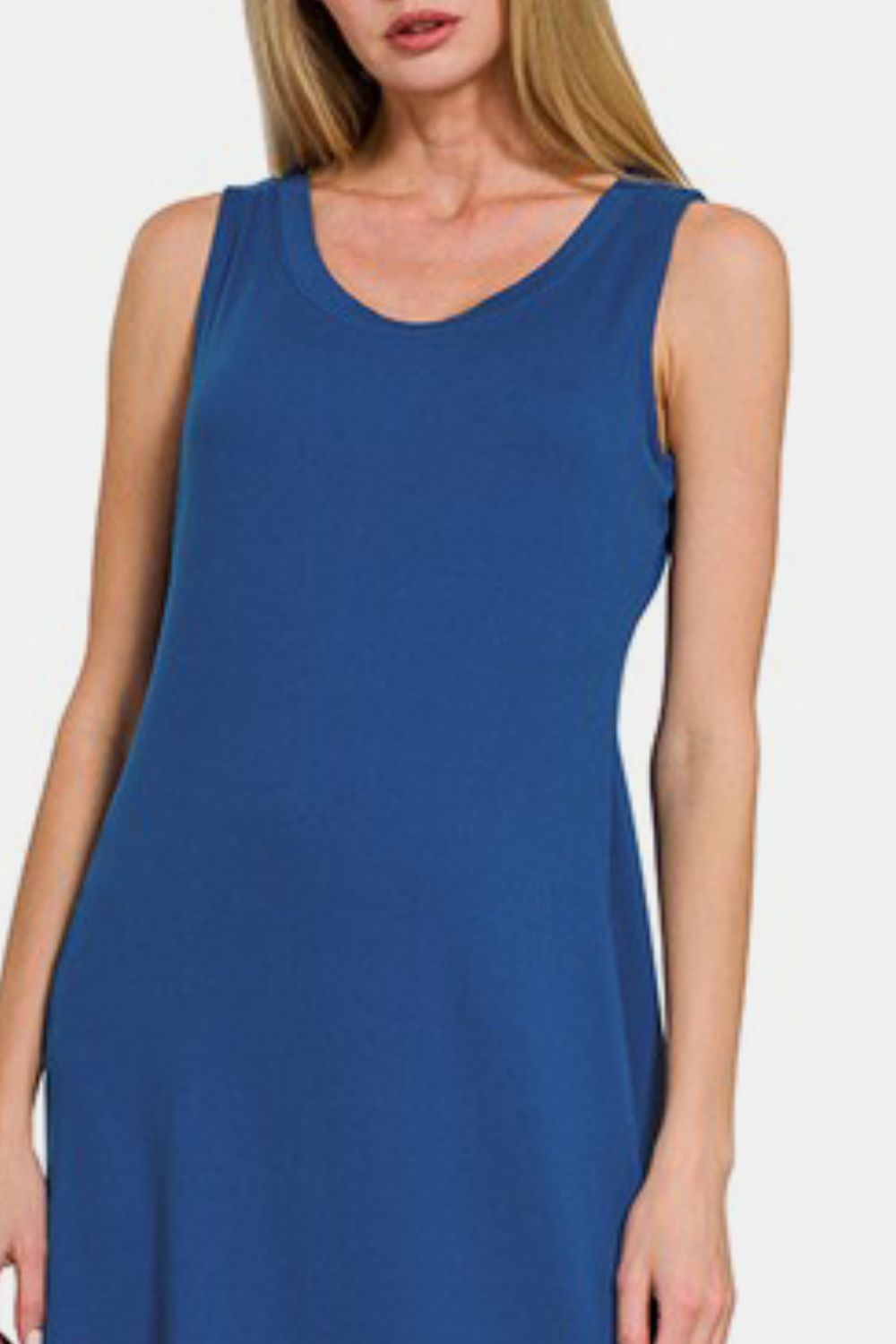 Scoop Neck Wide Strap Tank Dress - Elegant and Versatile