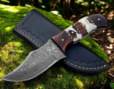 Premium Custom Damascus Steel Skinner Knife for Hunting & Field Dressing – Stag’s Edge - Korvel