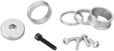 Wolf Tooth Headset BlingKit - 3 510 15mm Spacers & Top Cap in Raw Silver