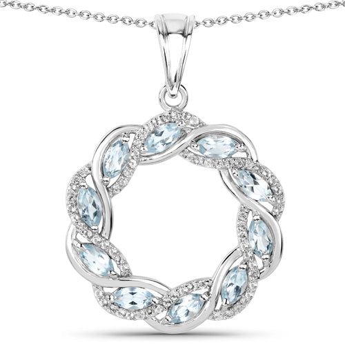 Pendentif en argent sterling avec topaze bleue et topaze blanche