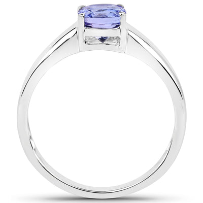 1.05 Carat Genuine Tanzanite Sterling Silver Engagement Ring