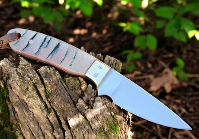 Compact 6.25" Rasp Steel Cowboy Knife with Sheep Horn Handle - Korvel