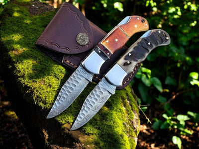 The Nomad's Clasp - Artisan Folding Pocket Knife – 3" Damascus Steel & Bone/Horn - Korvel