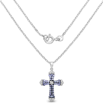 Colgante de Plata de Ley con Tanzanita y Circonita Blanca de 1.84 Quilates
