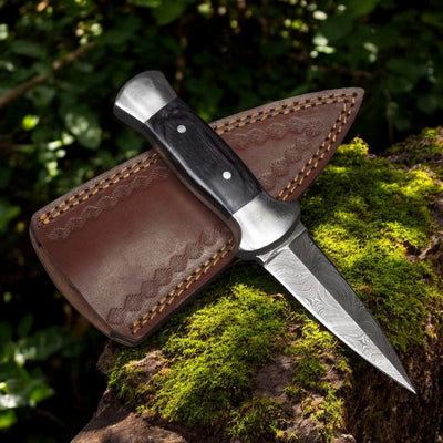 Exquisite Handmade Boot Knife – 4.25" Damascus Blade with Premium Wood Handle - Korvel