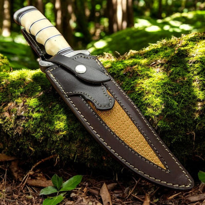 Wasteland Reaper Bowie Knife - 8" Damascus Steel Masterpiece - Korvel