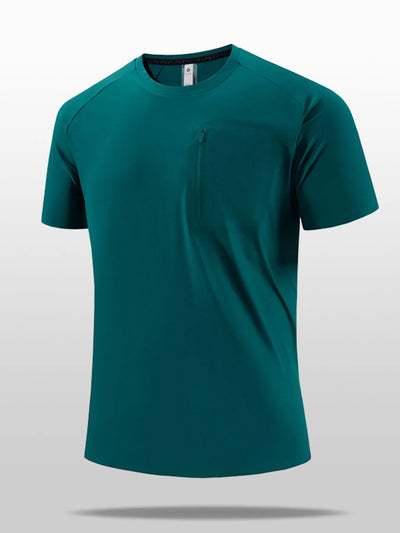 Camiseta de secado rápido para hombre en tallas grandes con bolsillo con cremallera