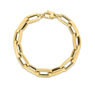Pulsera de eslabones franceses de cable en oro amarillo de 14k - 9mm