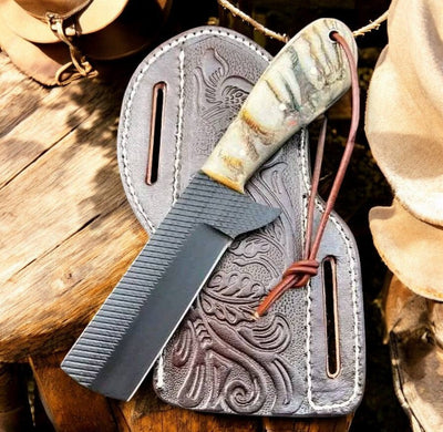 Premium Bull Cutter Knife with Leather Sheath – Artisan Crafted for Durability - Korvel
