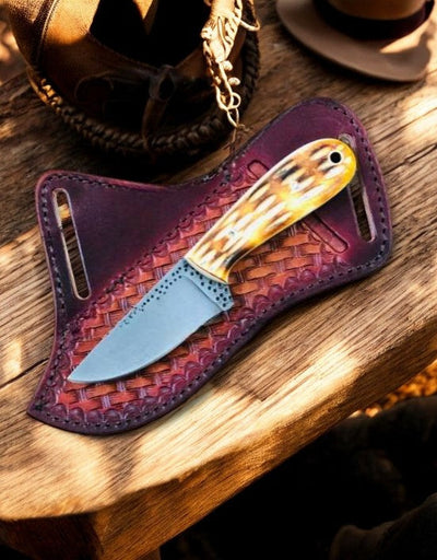 Premium Handmade Western Belt Knife – D2 Steel Blade with Bone Handle & Leather Sheath - Korvel