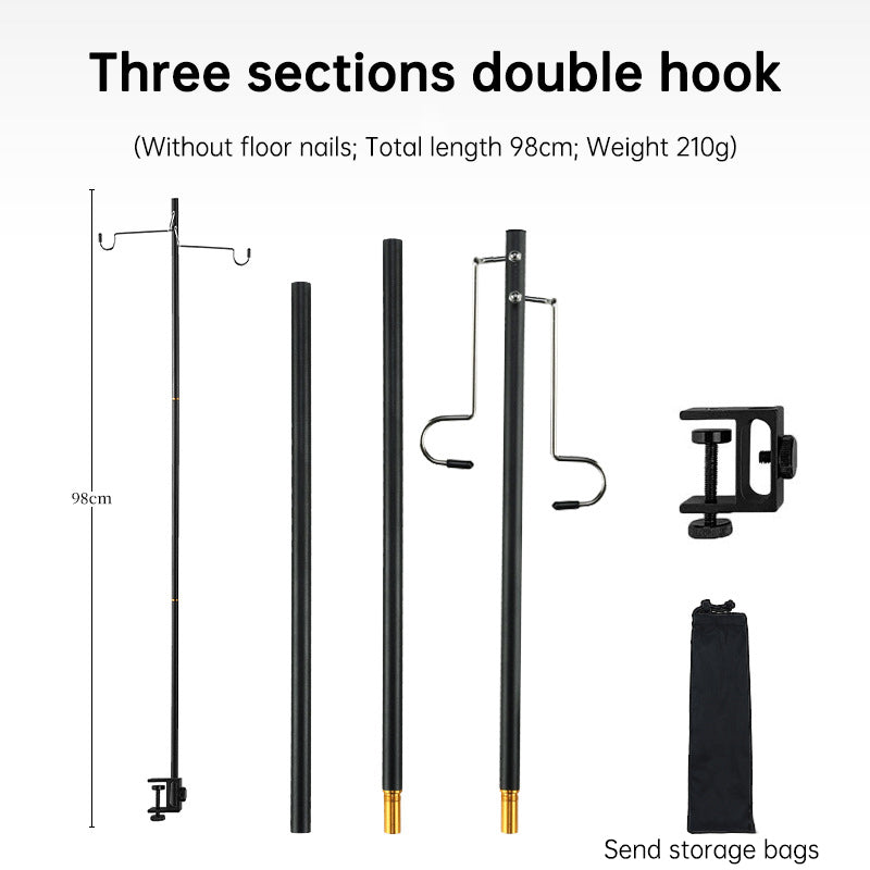 Portable Aluminum Alloy Camping Lamp Holder with Storage Bag