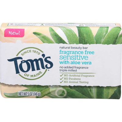 Tom's of Maine Natural Beauty Bar Soap with Aloe Vera - Fragrance Free, 5 Oz