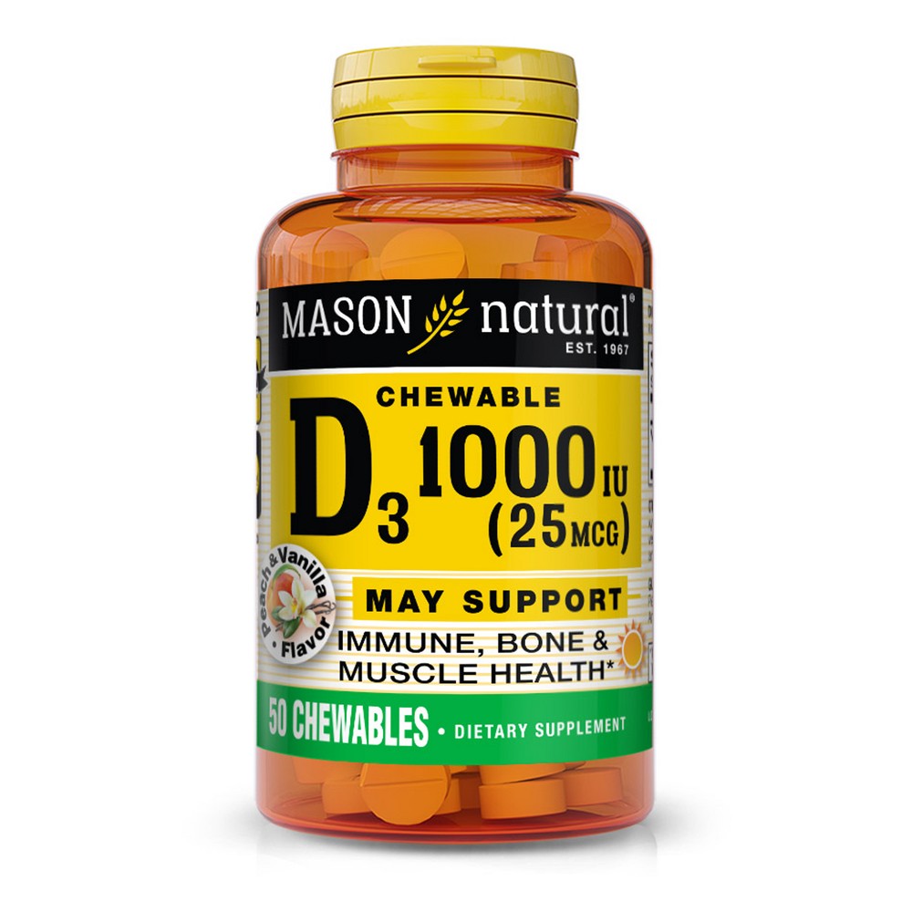 Mason Natural D3 25mcg 1000IU Comprimés à mâcher - 50ct